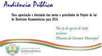Audiência Pública irá discutir prioridades de Sobradinho para 2016